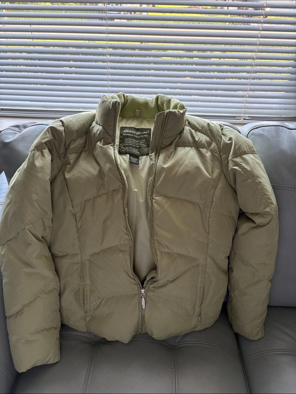 Eddie Bauer Olive Green Quilted Puffer Jacket
